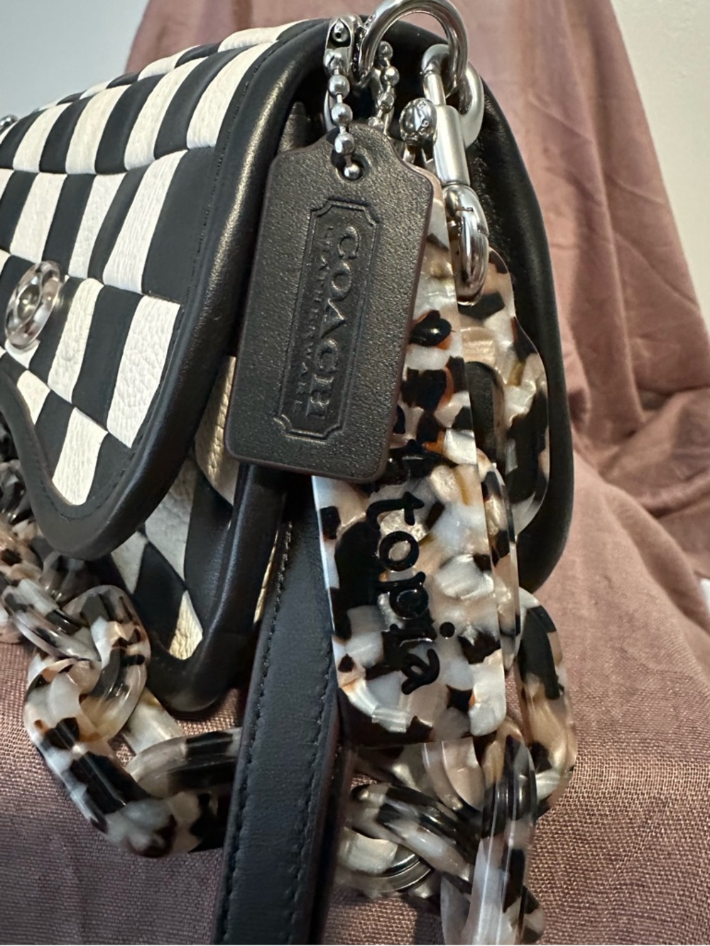 Coach coachtopia wavy dinky Checkerboard leather black & white - Picture 2 of 7